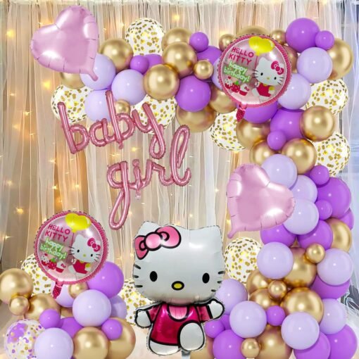 Baby Girl Birthday Decoration Hello Kitty Theme Pack of 111 Pcs